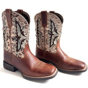 Ariat Koel VentTEK Western Brown Leather Cowboy Boots Youth Size 1